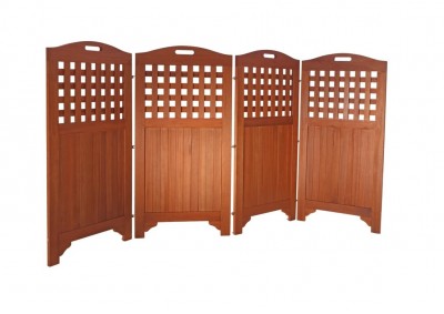Outdoor Wood Privacy Screen with 4 Panels